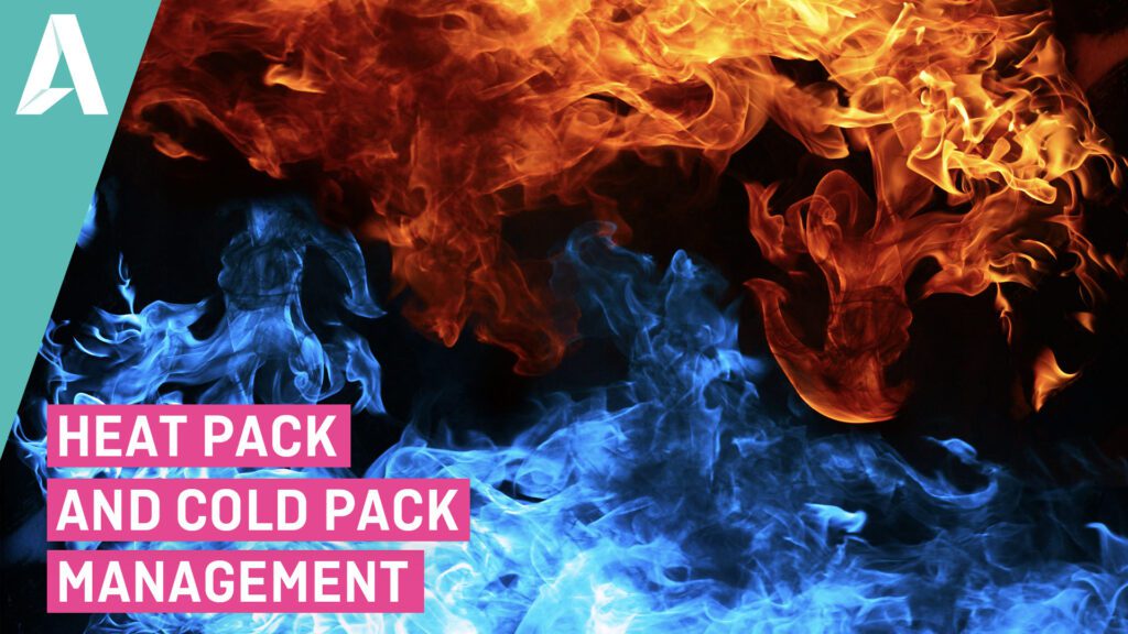 Heat pack and cold pack management official trailer imagery with fire and ice flames
