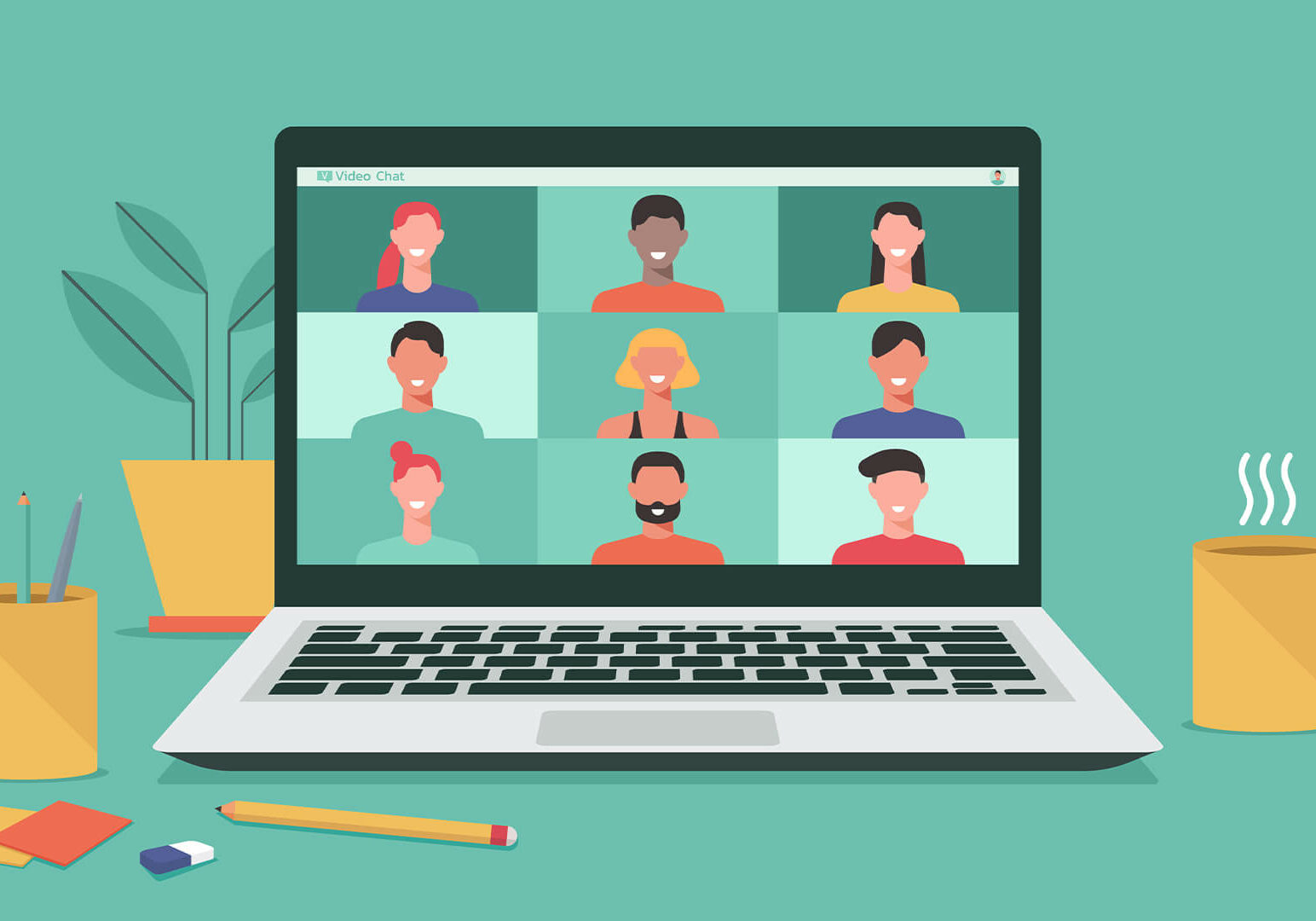 virtual-meeting Animated laptop with zoom call